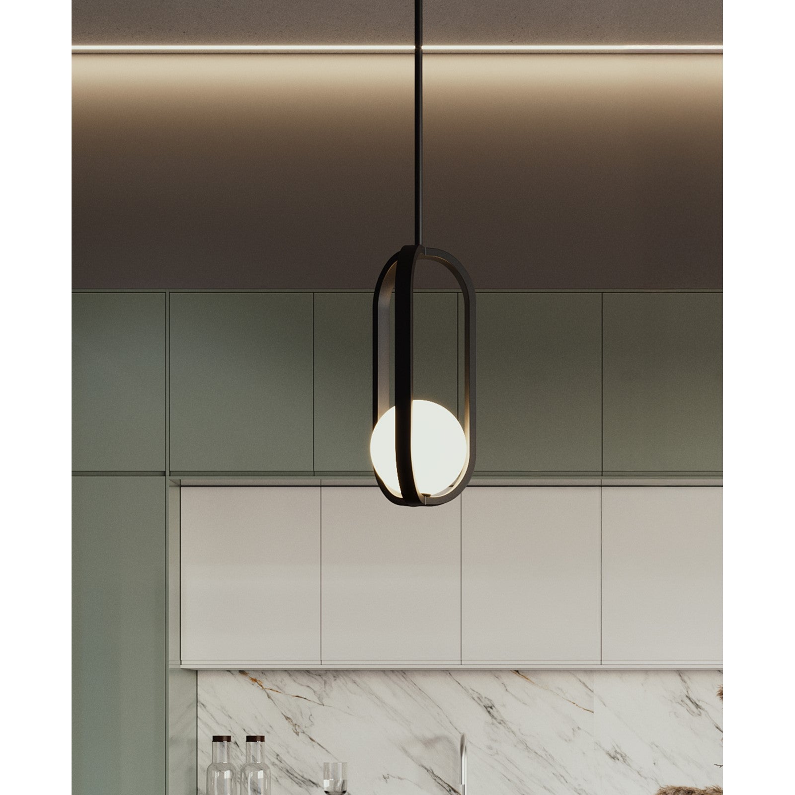 AFX Lighting Milan 7'' 1Lt LED Pendant, Black/White