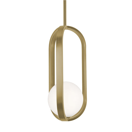 AFX Lighting Milan 7'' 1Lt LED Pendant, Light Antique Brass/Wht