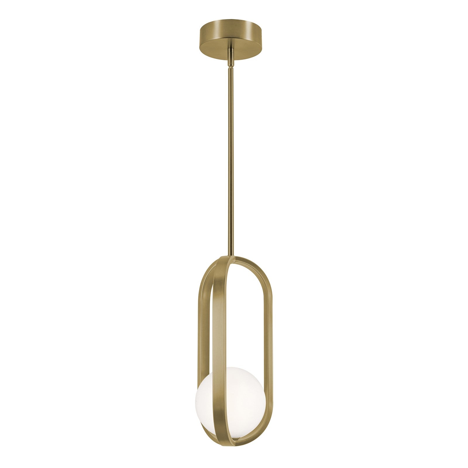 AFX Lighting Milan 7'' 1Lt LED Pendant, Light Antique Brass/Wht