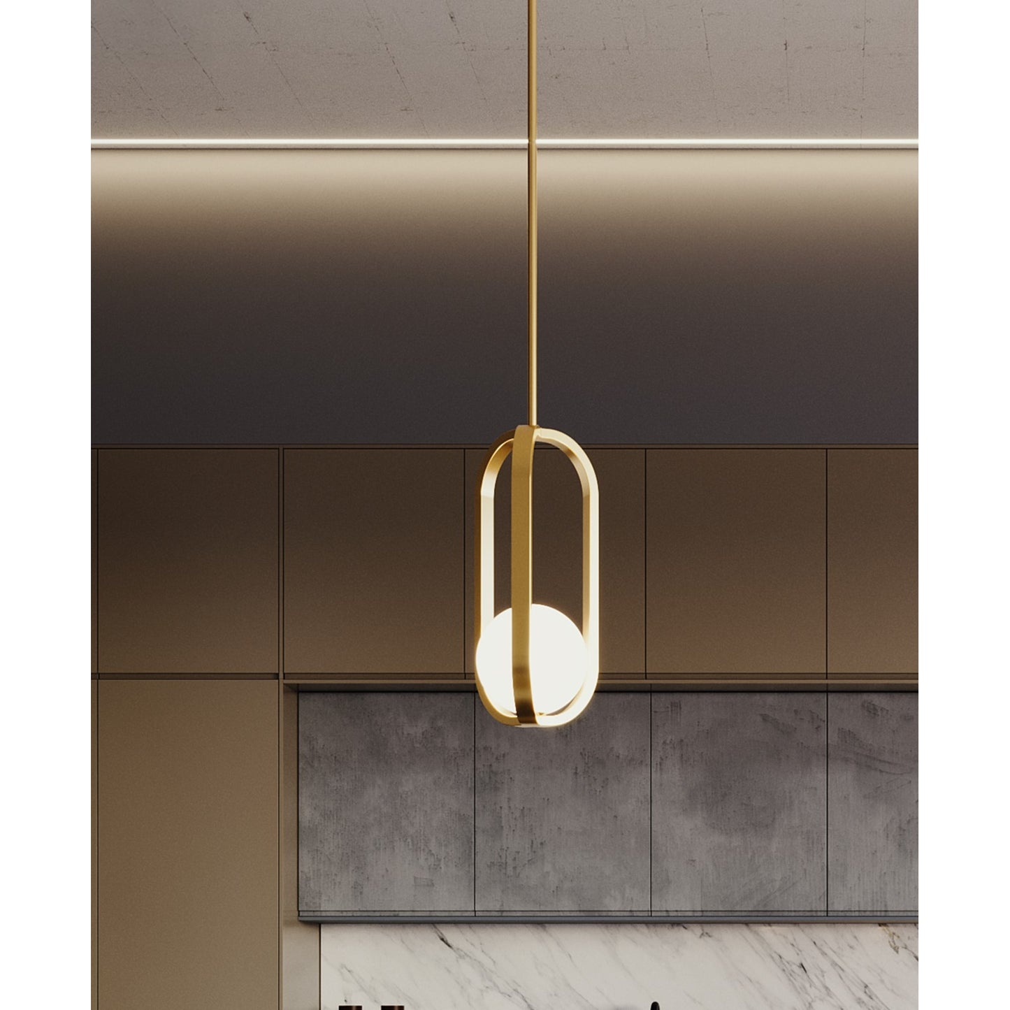 AFX Lighting Milan 7'' 1Lt LED Pendant, Light Antique Brass/Wht