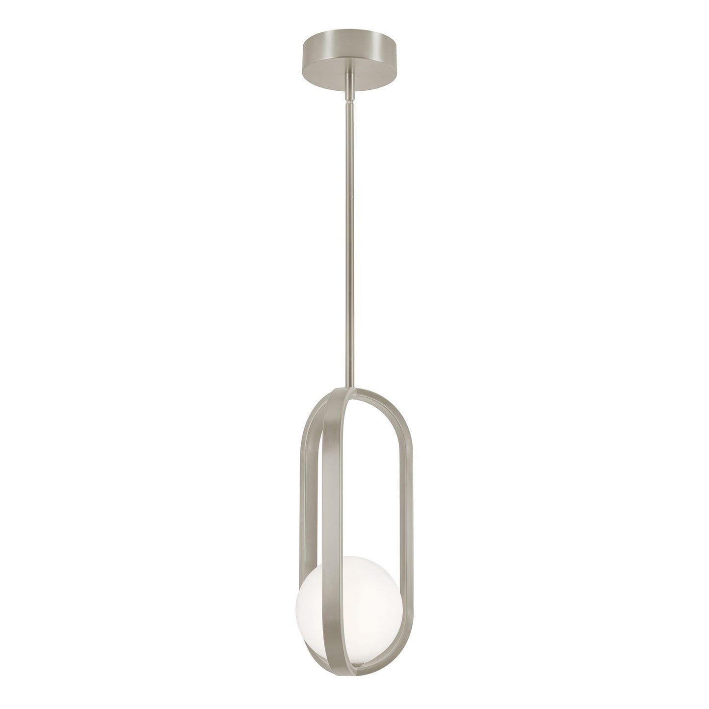 AFX Lighting Milan 7'' 1Lt LED Pendant, Satin Nickel/White