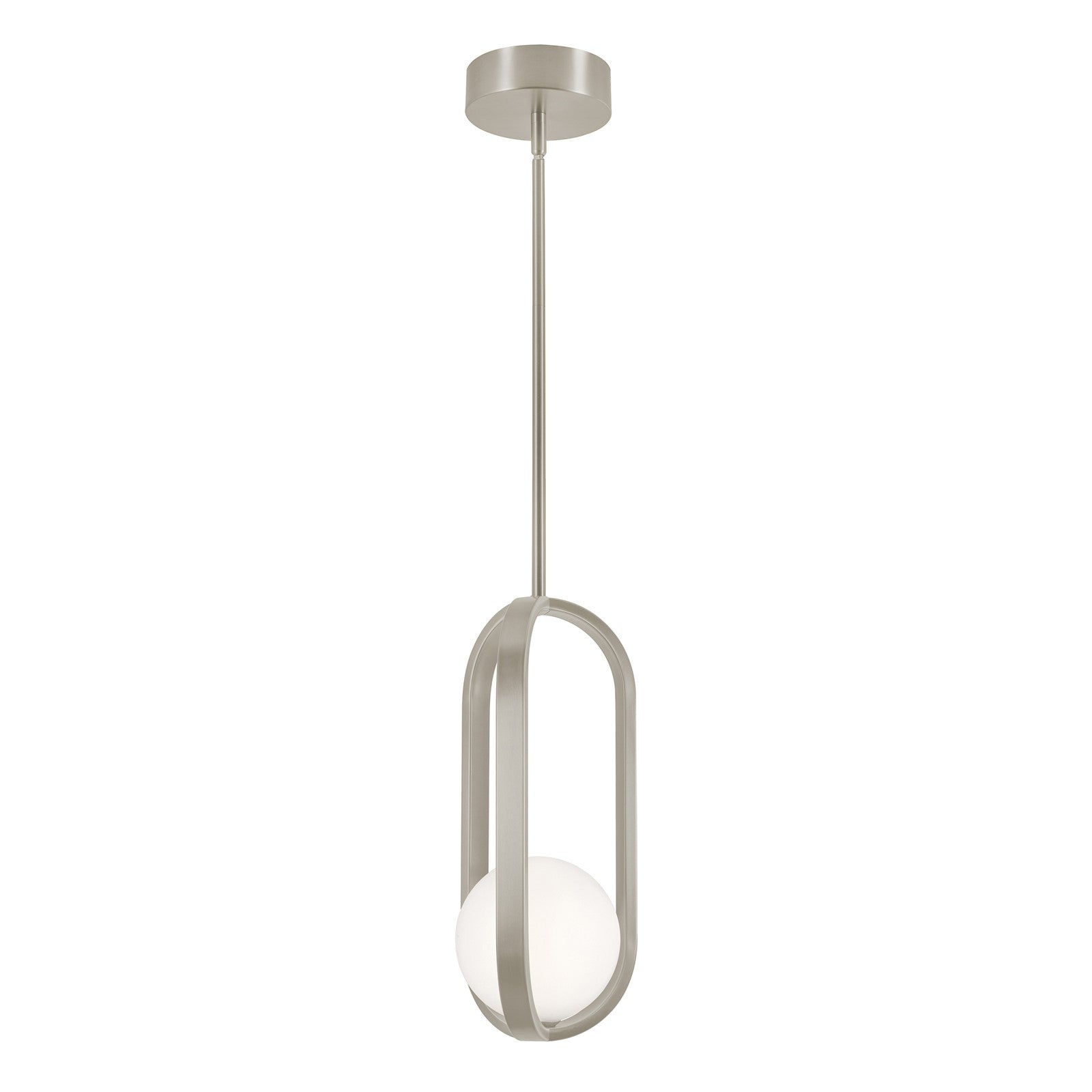 AFX Lighting Milan 7'' 1Lt LED Pendant, Satin Nickel/White