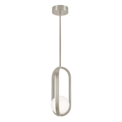 AFX Lighting Milan 7'' 1Lt LED Pendant, Satin Nickel/White