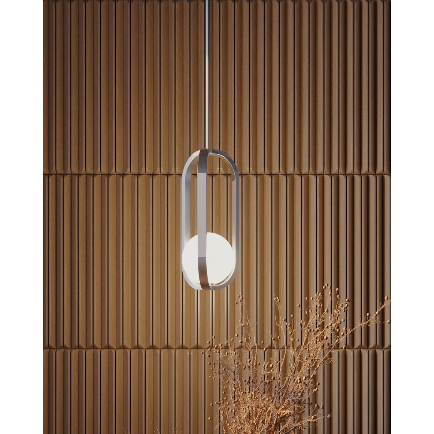 AFX Lighting Milan 7'' 1Lt LED Pendant, Satin Nickel/White