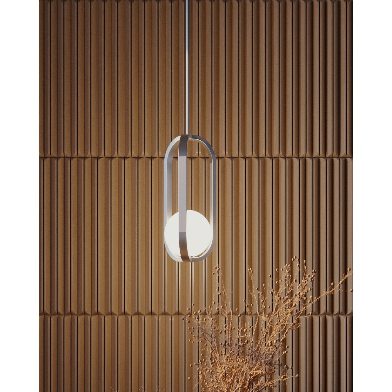 AFX Lighting Milan 7'' 1Lt LED Pendant, Satin Nickel/White