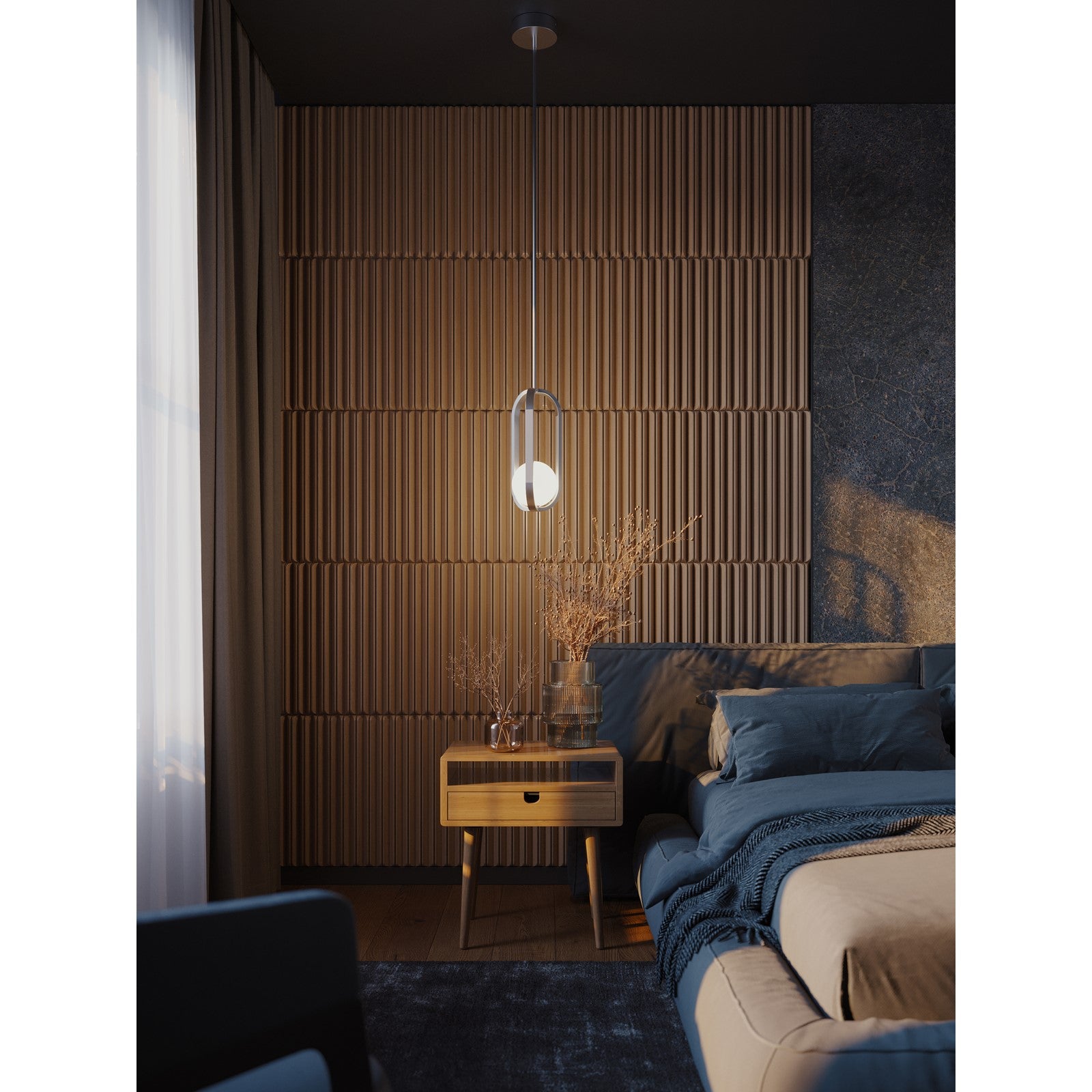 AFX Lighting Milan 7'' 1Lt LED Pendant, Satin Nickel/White