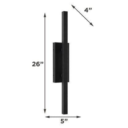 AFX Mono 26in 1-Light Outdoor Wall Sconce | Modern Black and White Acrylic | Patio & Entryway | 5 x 4 x 26 in | Model MNOW0526LAJUDBK