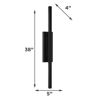 AFX Mono 38in 1-Light Outdoor Wall Sconce | Modern Black and White Acrylic | Patio & Entryway | 5 x 4 x 38 in | Model MNOW0538LAJUDBK