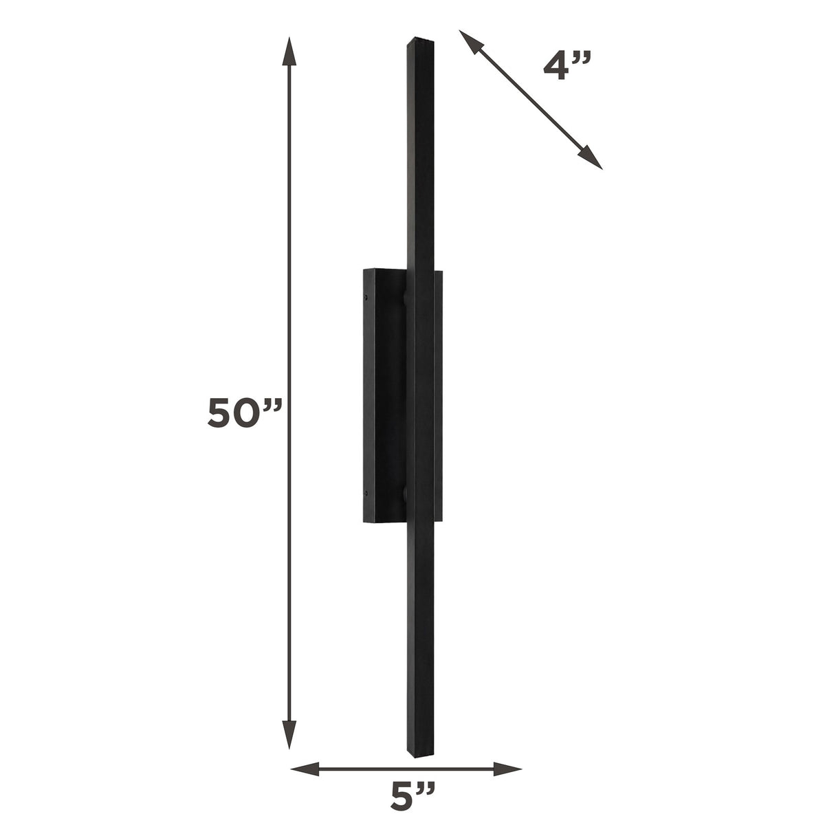 AFX Mono 50in LED Outdoor Wall Sconce | Modern Black Aluminum and White Acrylic | Patio & Exterior Wall | 1300 Lumens, 5-CCT | Model MNOW0550LAJUDBK