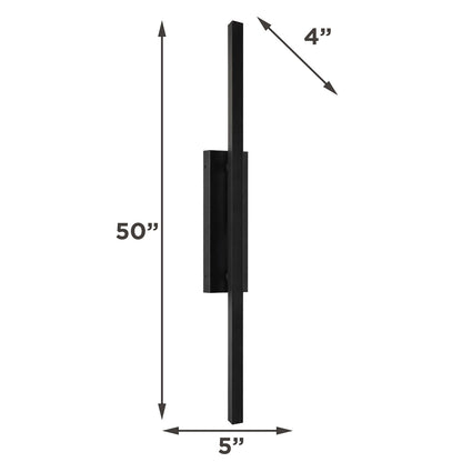AFX Mono 50in LED Outdoor Wall Sconce | Modern Black Aluminum and White Acrylic | Patio & Exterior Wall | 1300 Lumens, 5-CCT | Model MNOW0550LAJUDBK