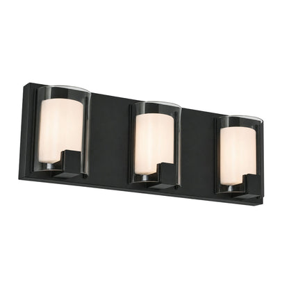 AFX Mesa 20in 3-Light LED Vanity Light | Modern Black Steel and Clear Glass | Bathroom & Powder Room | 1000 Lumens, Damp Rated | Model MSAV2007LAJUDBK