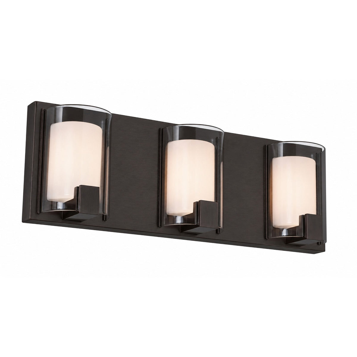 AFX Mesa 20in 3-Light LED Vanity Light | Modern Bronze Steel and Clear Glass | Bathroom & Powder Room | 1000 Lumens, Damp | Model MSAV2007LAJUDBZ