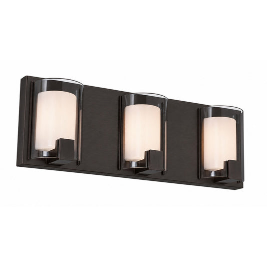 AFX Mesa 20in 3-Light LED Vanity Light | Modern Bronze Steel and Clear Glass | Bathroom & Powder Room | 1000 Lumens, Damp | Model MSAV2007LAJUDBZ