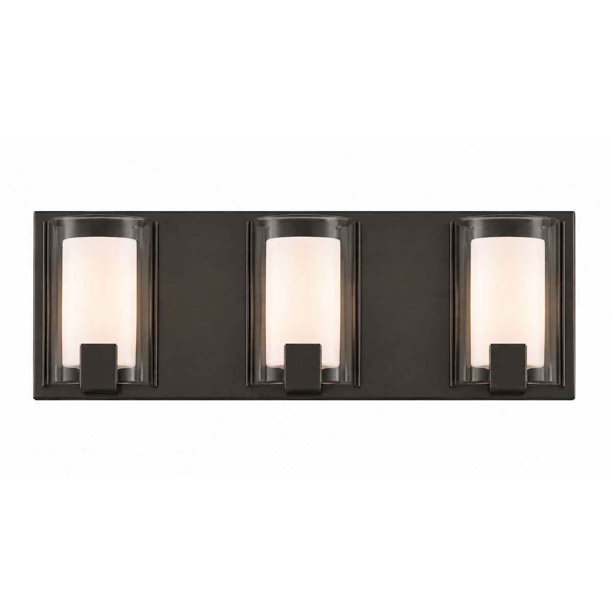 AFX Mesa 20in 3-Light LED Vanity Light | Modern Bronze Steel and Clear Glass | Bathroom & Powder Room | 1000 Lumens, Damp | Model MSAV2007LAJUDBZ
