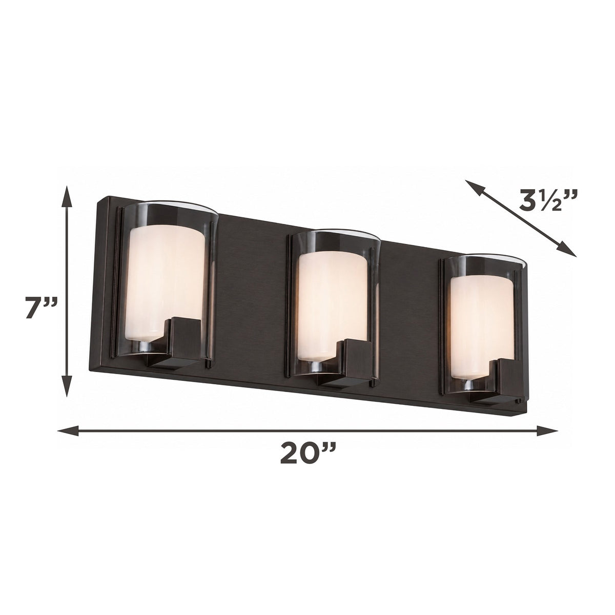 AFX Mesa 20in 3-Light LED Vanity Light | Modern Bronze Steel and Clear Glass | Bathroom & Powder Room | 1000 Lumens, Damp | Model MSAV2007LAJUDBZ