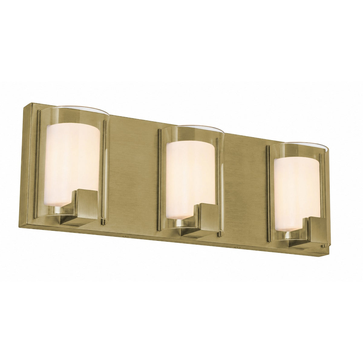 AFX Mesa 20in 3-Light LED Vanity Light | Transitional Light Antique Brass and Clear Glass | Bathroom & Powder Room | Model MSAV2007LAJUDLB