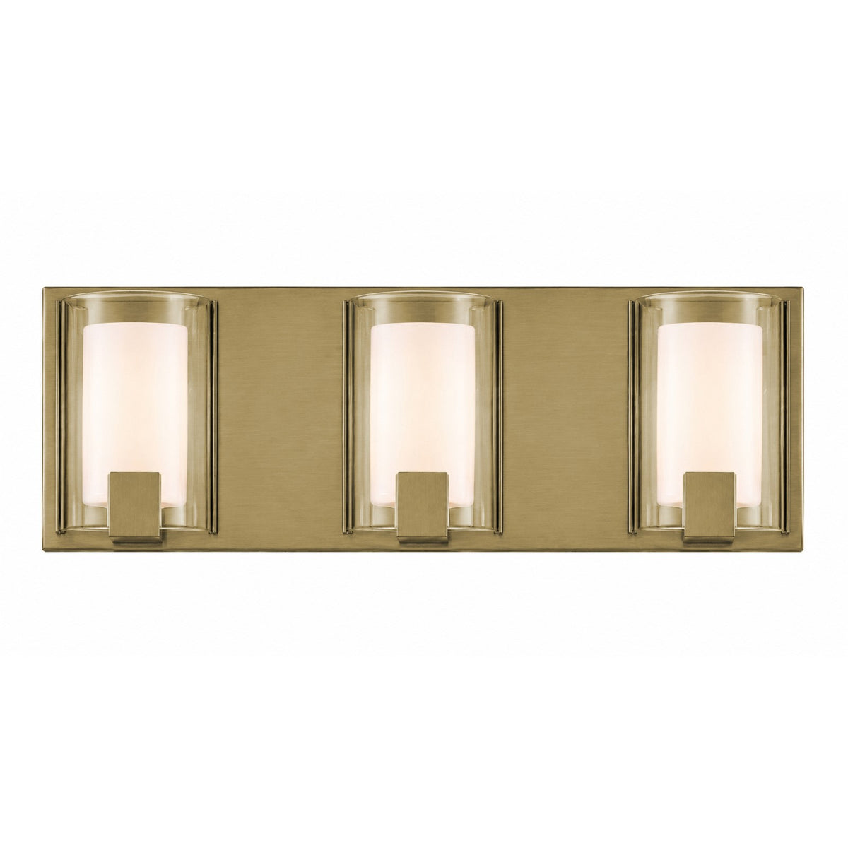AFX Mesa 20in 3-Light LED Vanity Light | Transitional Light Antique Brass and Clear Glass | Bathroom & Powder Room | Model MSAV2007LAJUDLB