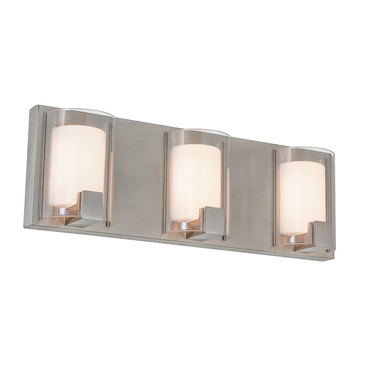 AFX Mesa 20in 3-Light LED Vanity Light | Transitional Satin Nickel and Clear Glass | Bathroom & Powder Room | Model MSAV2007LAJUDSN