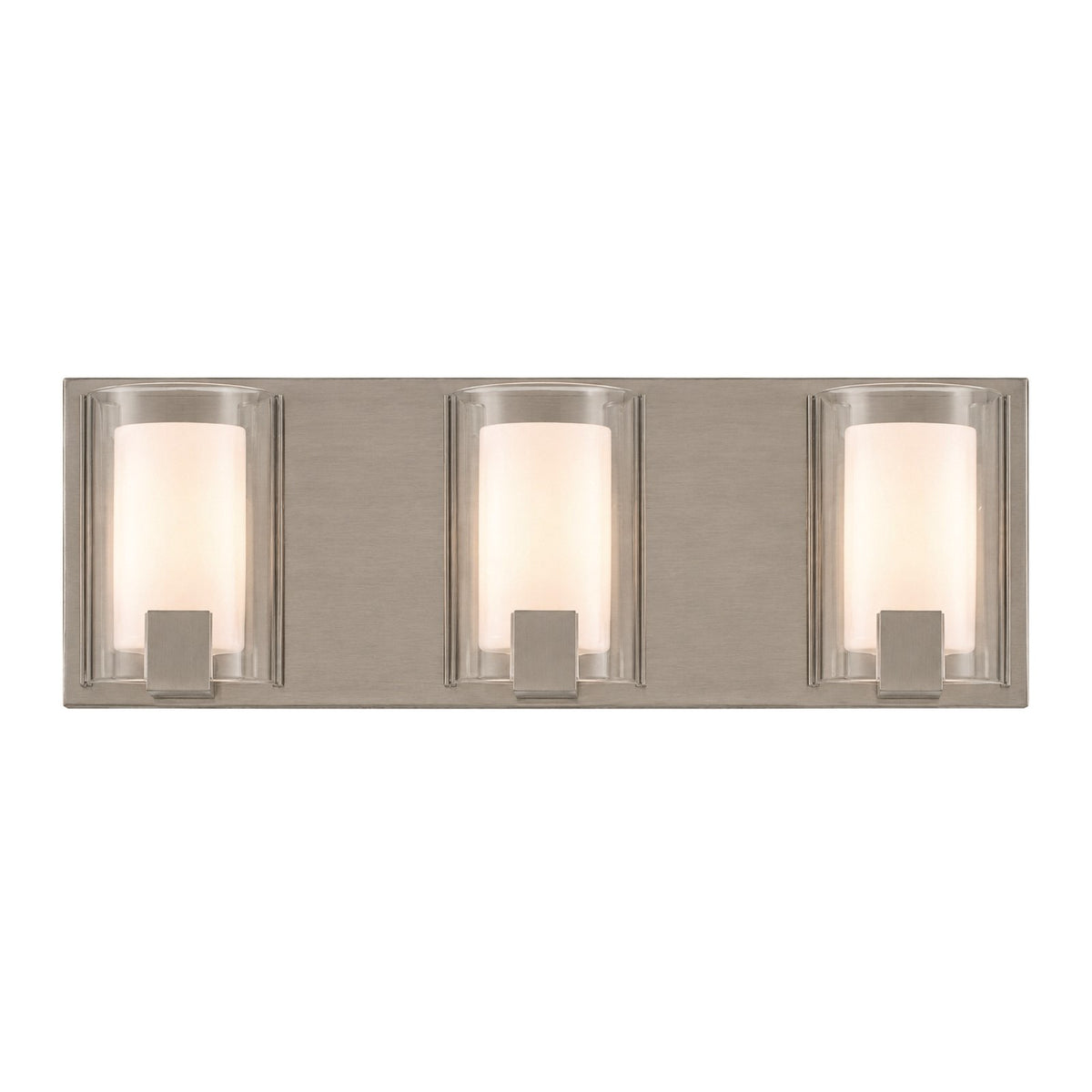 AFX Mesa 20in 3-Light LED Vanity Light | Transitional Satin Nickel and Clear Glass | Bathroom & Powder Room | Model MSAV2007LAJUDSN