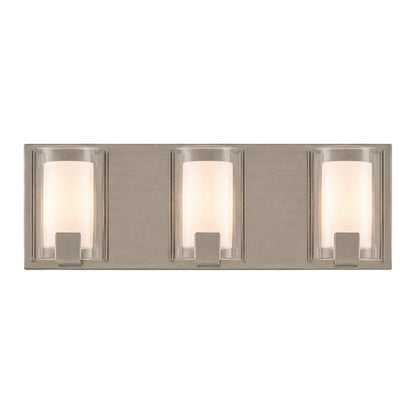 AFX Mesa 20in 3-Light LED Vanity Light | Transitional Satin Nickel and Clear Glass | Bathroom & Powder Room | Model MSAV2007LAJUDSN