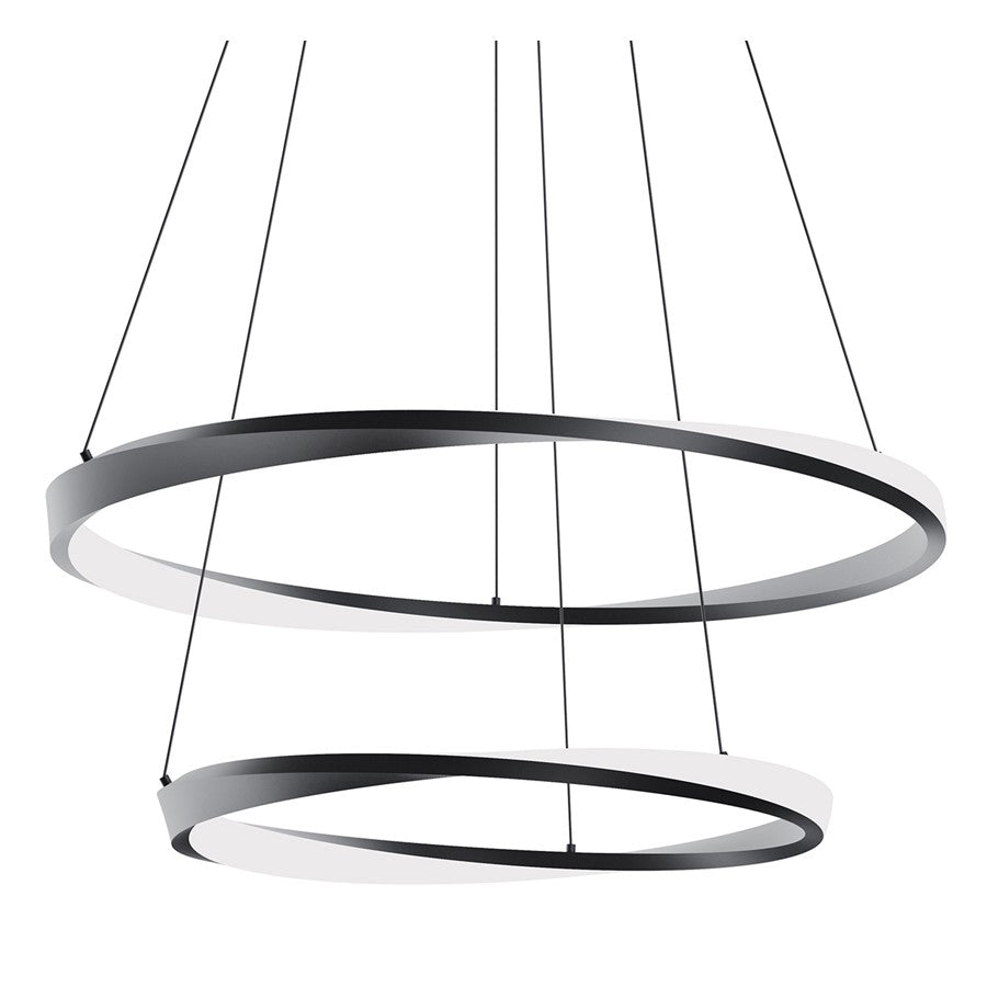 AFX Lighting Oberon 2 Light 32" Pendant, Black/White - OBRP2432LAJUDBK