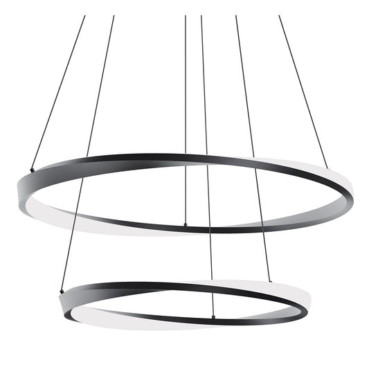 AFX Lighting Oberon 2 Light 32" Pendant, Black/White - OBRP2432LAJUDBK