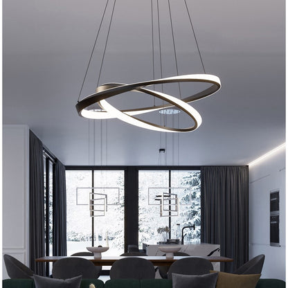 AFX Lighting Oberon 2 Light 32" Pendant, Black/White