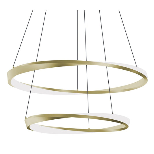 AFX Lighting Oberon 2 Light 32" Pendant, Brass/White - OBRP2432LAJUDLB