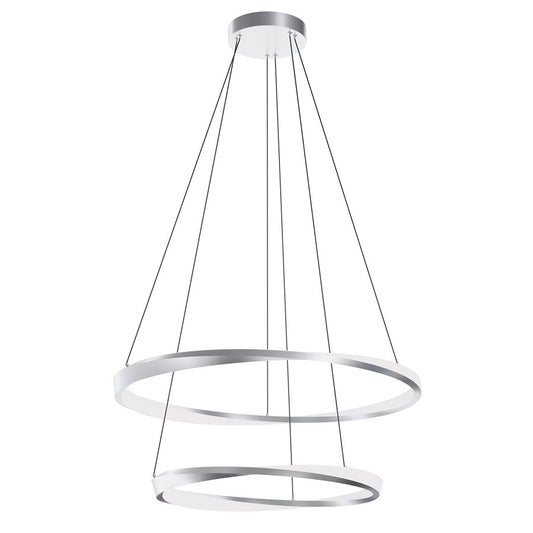 AFX Lighting Oberon 2 Light 32" Pendant, Satin Nickel/White
