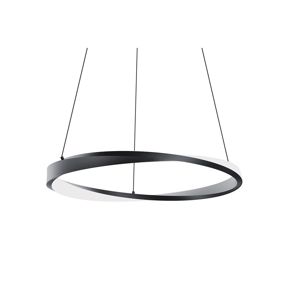 AFX Lighting Oberon 1 Light 24" Pendant, Black/White - OBRP24LAJUDBK