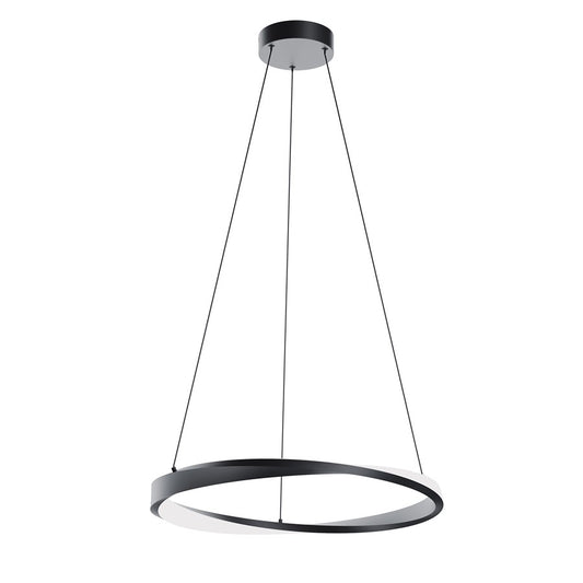 AFX Lighting Oberon 1 Light 24" Pendant, Black/White