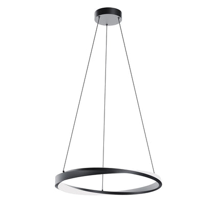 AFX Lighting Oberon 1 Light 24" Pendant, Black/White