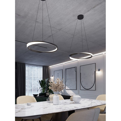 AFX Lighting Oberon 1 Light 24" Pendant, Black/White