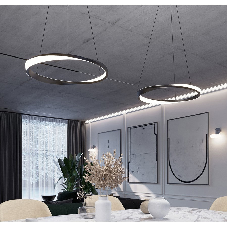 AFX Lighting Oberon 1 Light 24" Pendant, Black/White