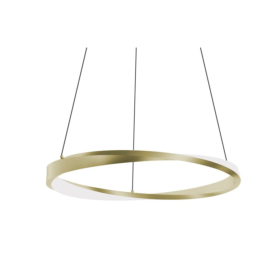 AFX Lighting Oberon 1 Light 24" Pendant, Brass/White - OBRP24LAJUDLB