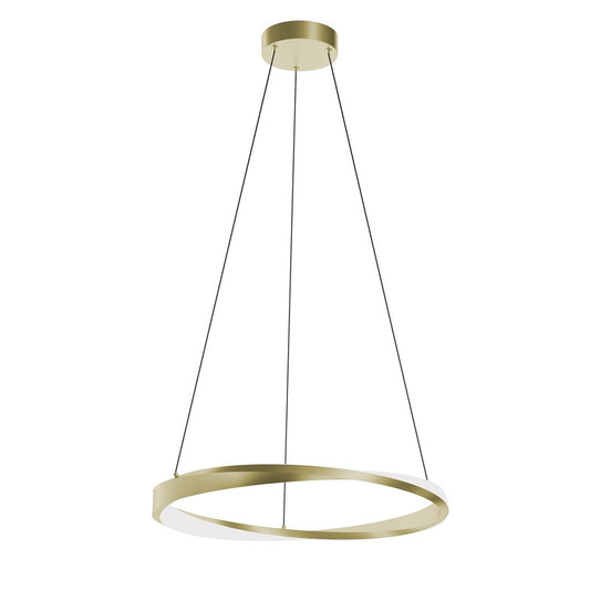 AFX Lighting Oberon 1 Light 24" Pendant, Brass/White