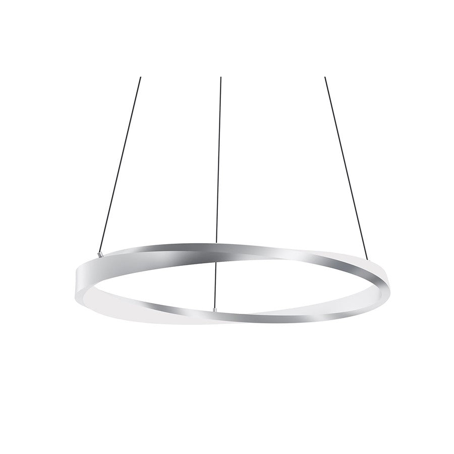 AFX Lighting Oberon 1 Light 24" Pendant, Satin Nickel/White - OBRP24LAJUDSN