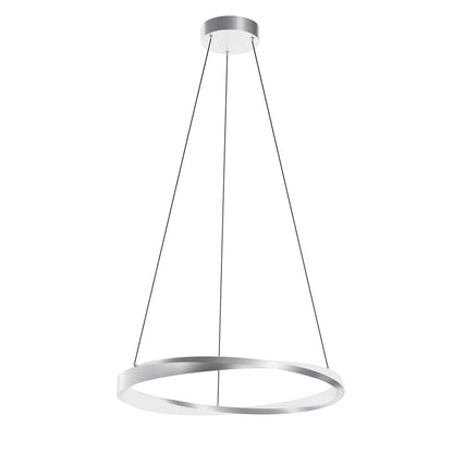 AFX Lighting Oberon 1 Light 24" Pendant, Satin Nickel/White