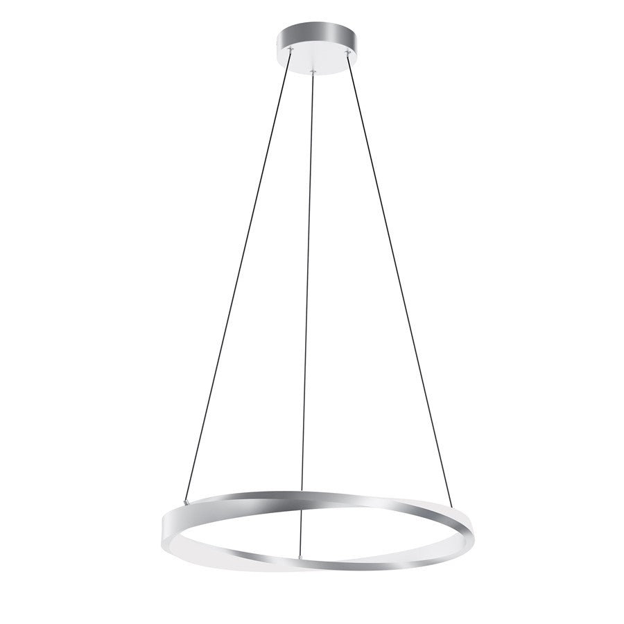 AFX Lighting Oberon 1 Light 24" Pendant, Satin Nickel/White