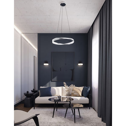 AFX Lighting Oberon 1 Light 24" Pendant, Satin Nickel/White