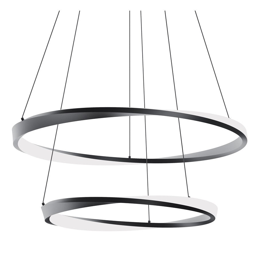 AFX Lighting Oberon 2 Light 40'' LED Pendant, Black/White - OBRP3240LAJUDBK