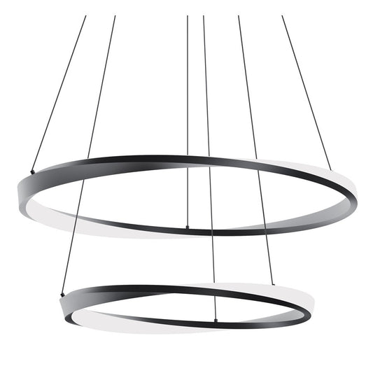 AFX Lighting Oberon 2 Light 40'' LED Pendant, Black/White - OBRP3240LAJUDBK