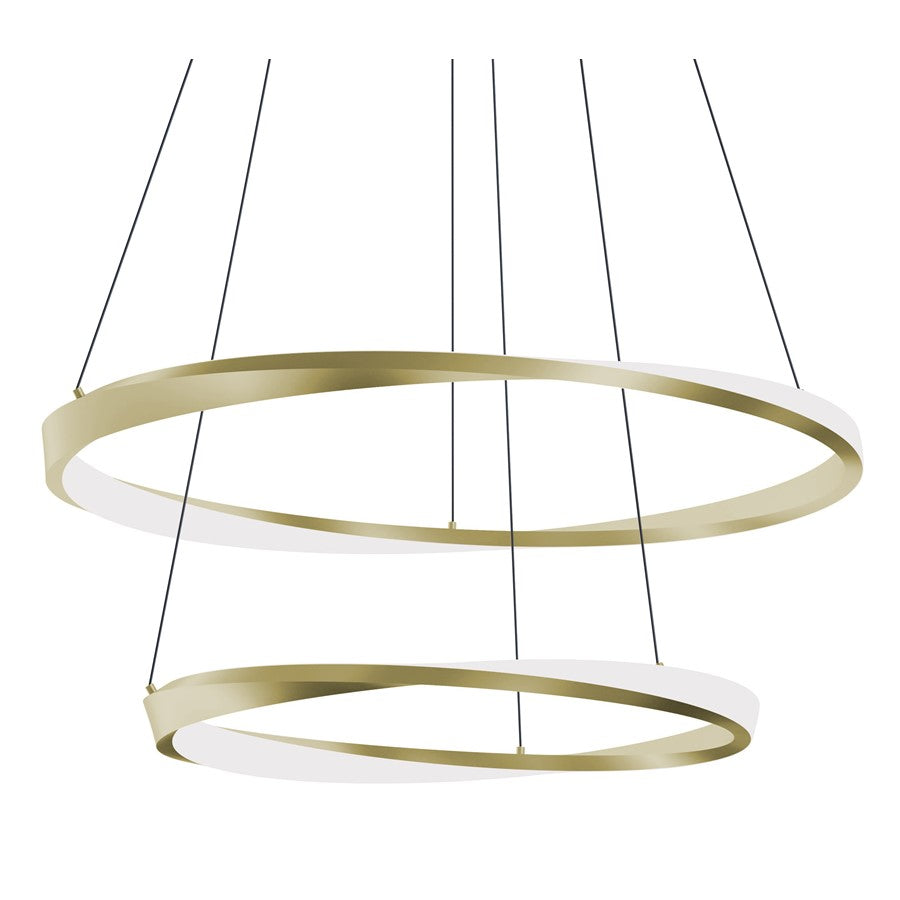 AFX Lighting Oberon 2Lt 40'' LED Pendant, Light Brass/White - OBRP3240LAJUDLB