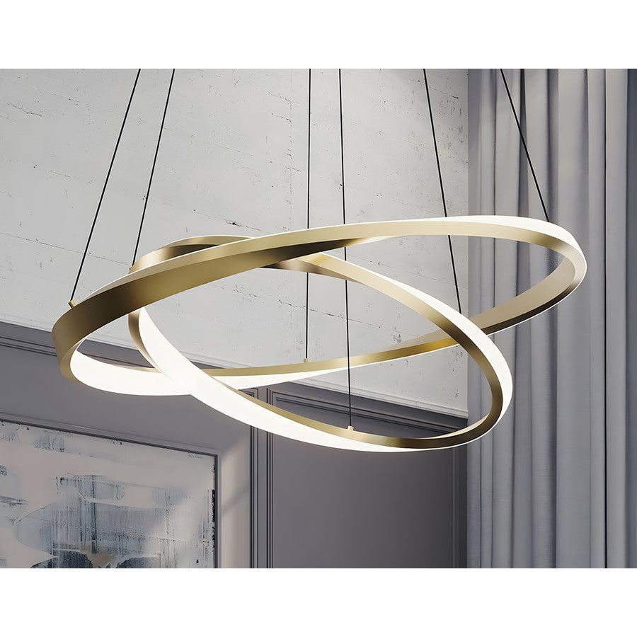 AFX Lighting Oberon 2Lt 40'' LED Pendant, Light Brass/White