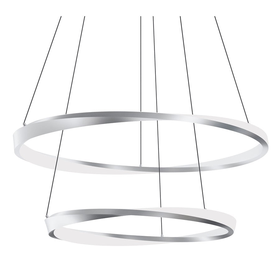AFX Lighting Oberon 2Lt 40'' LED Pendant, Satin Nickel/White - OBRP3240LAJUDSN