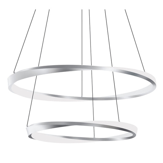 AFX Lighting Oberon 2Lt 40'' LED Pendant, Satin Nickel/White - OBRP3240LAJUDSN