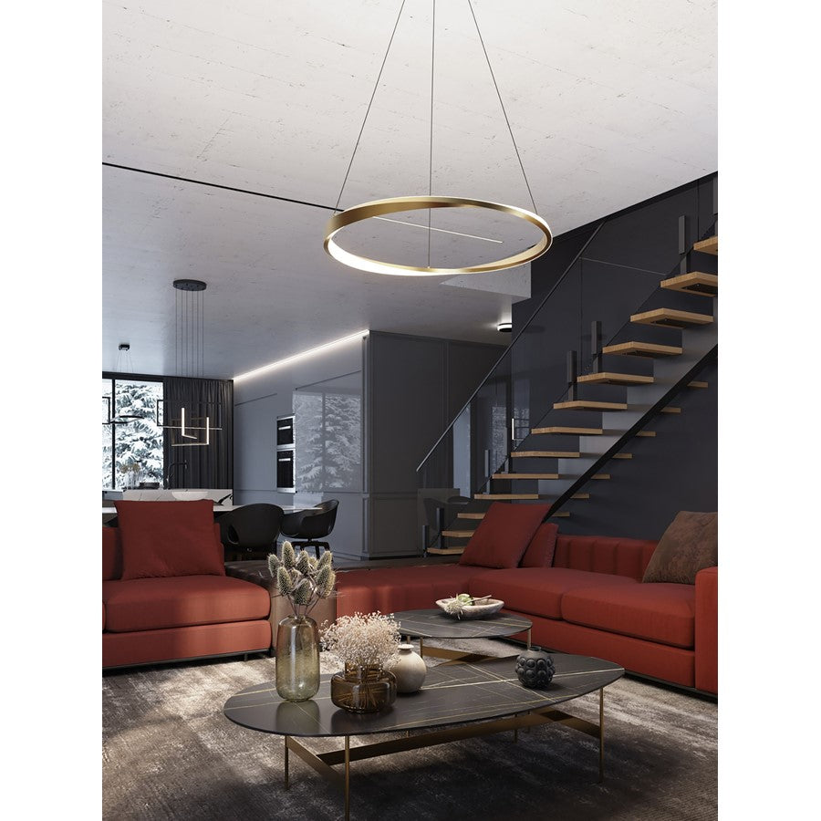 AFX Lighting Oberon 1 Light 32" Pendant, Brass/White