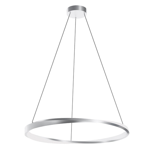 AFX Lighting Oberon 1 Light 32" Pendant, Satin Nickel/White