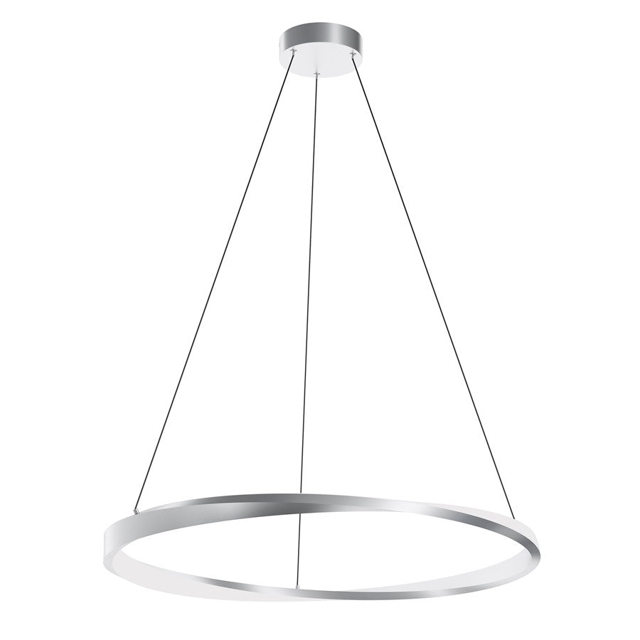 AFX Lighting Oberon 1 Light 32" Pendant, Satin Nickel/White