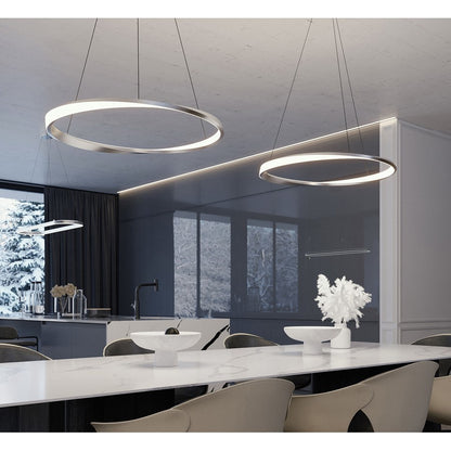 AFX Lighting Oberon 1 Light 32" Pendant, Satin Nickel/White